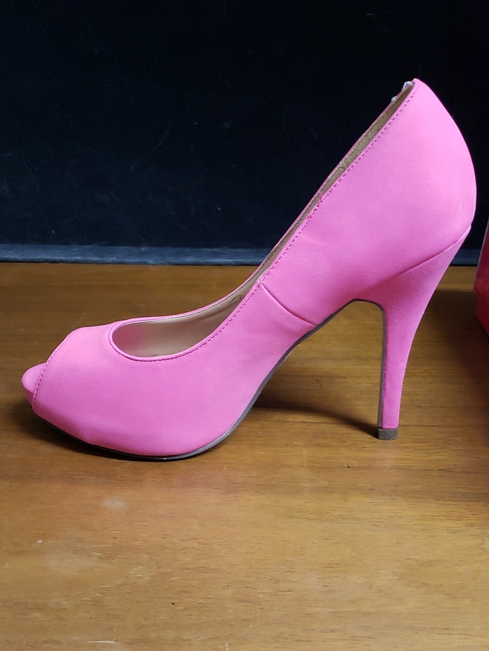 Classic Hot Pink Peep-Toe High Heel Pump "Layne"